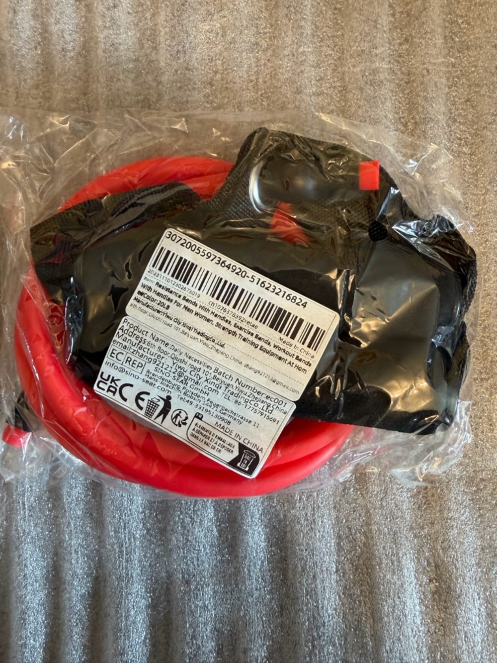 Resistance Band Set with Handles in Red and Black